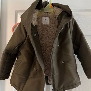 Cozy Olive Hooded Jacket for Kids